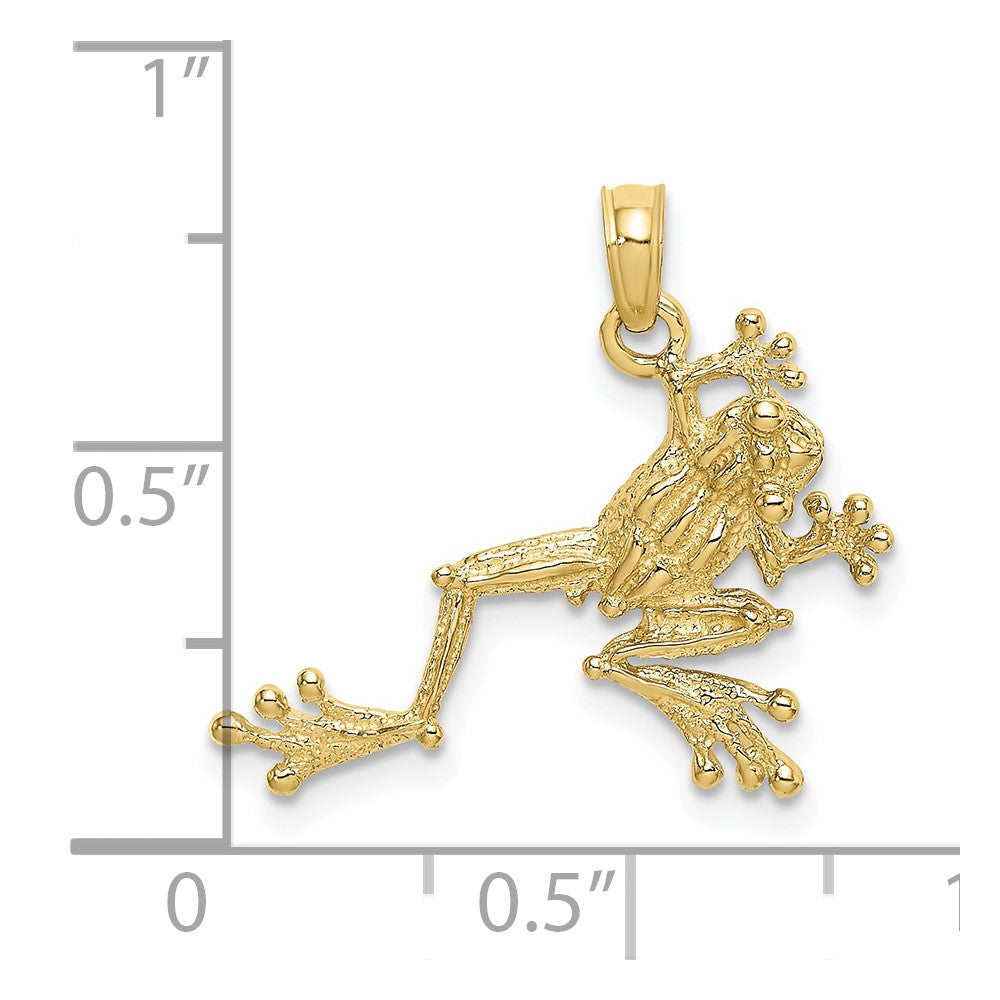 FJC Finejewelers 10 kt Yellow Gold 2-D Textured Frog Charm 20 x 23 mm