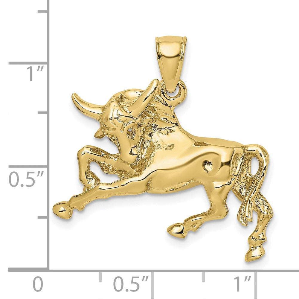 FJC Finejewelers 10 kt Yellow Gold Polished Raging Bull with Horns Charm 29 x 28 mm