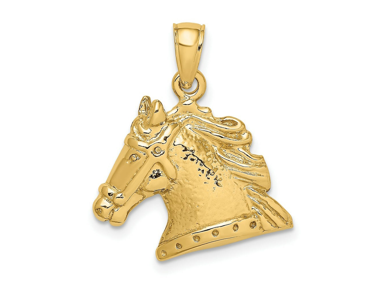 FJC Finejewelers 10 kt Yellow Gold Textured Horse Head Charm 22 x 19 mm