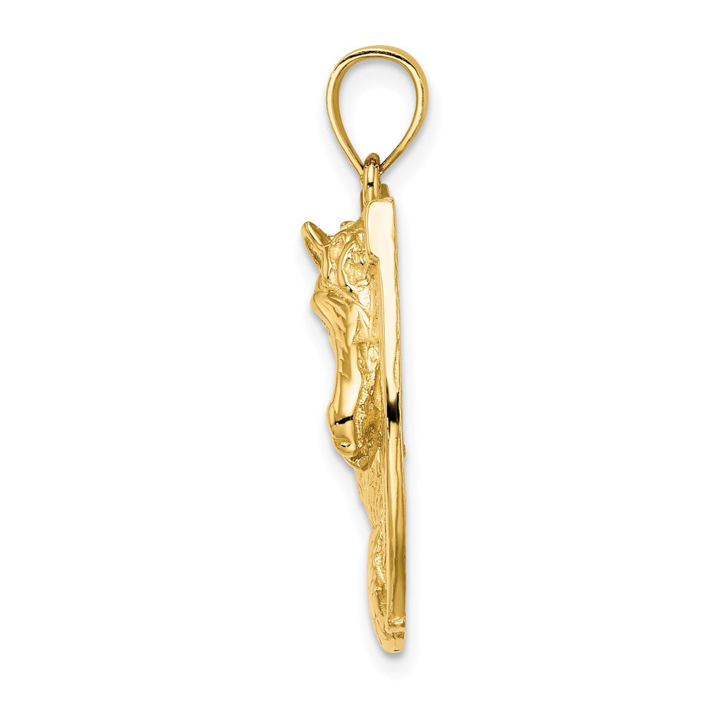 FJC Finejewelers 10 kt Yellow Gold Polished and Engraved Horse Head In Shoe Charm 30 x 20 mm