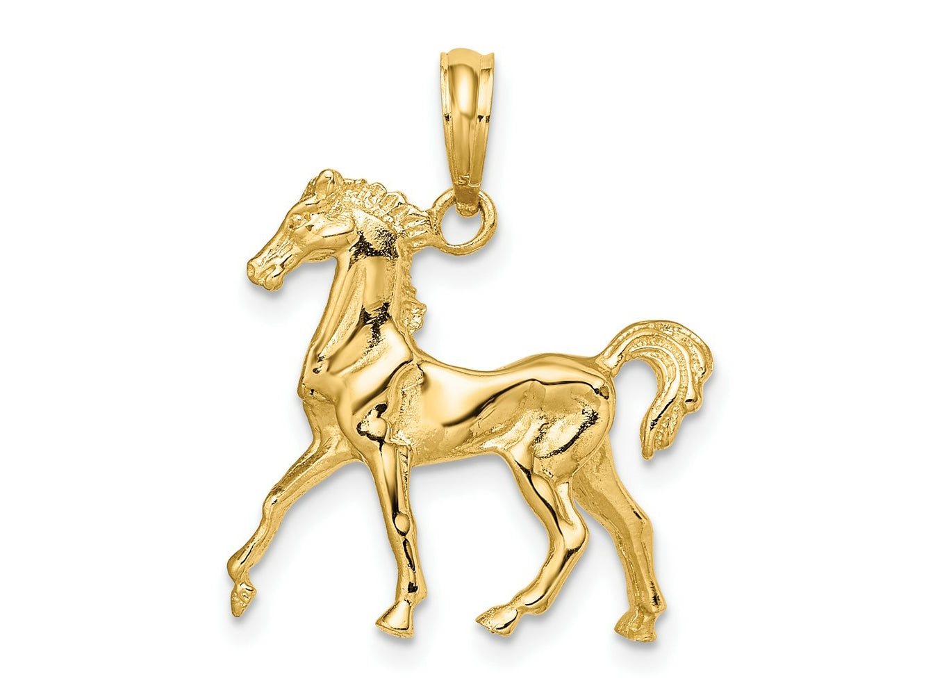 FJC Finejewelers 10 kt Yellow Gold 3-D Horse Charm 25 x 21 mm