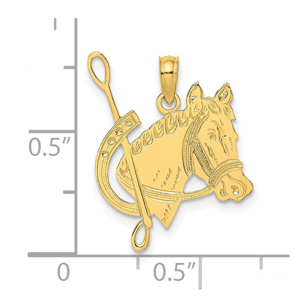 FJC Finejewelers 10 kt Yellow Gold Textured Horse Head and Shoe Charm 25 x 16 mm