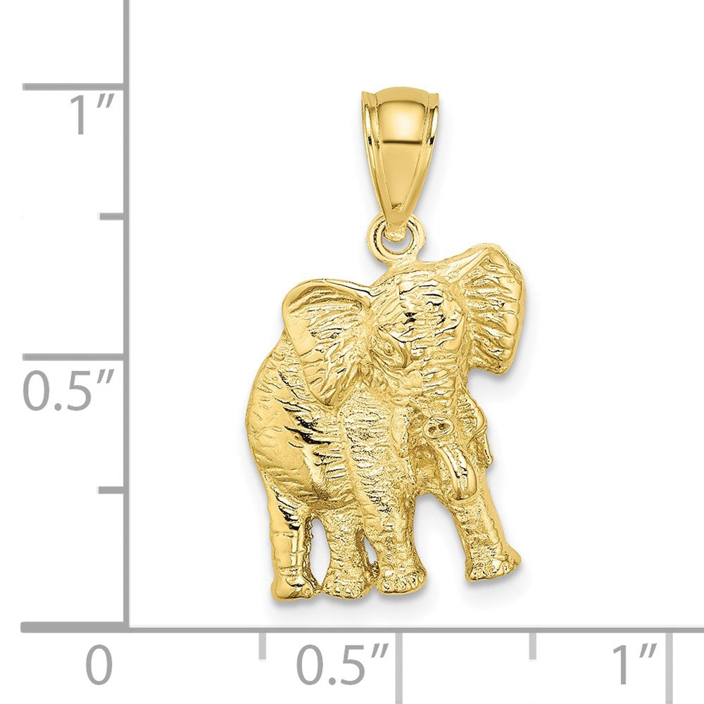 FJC Finejewelers 10 kt Yellow Gold 2-D Elephant with Raised Trunk Charm 21 x 13 mm