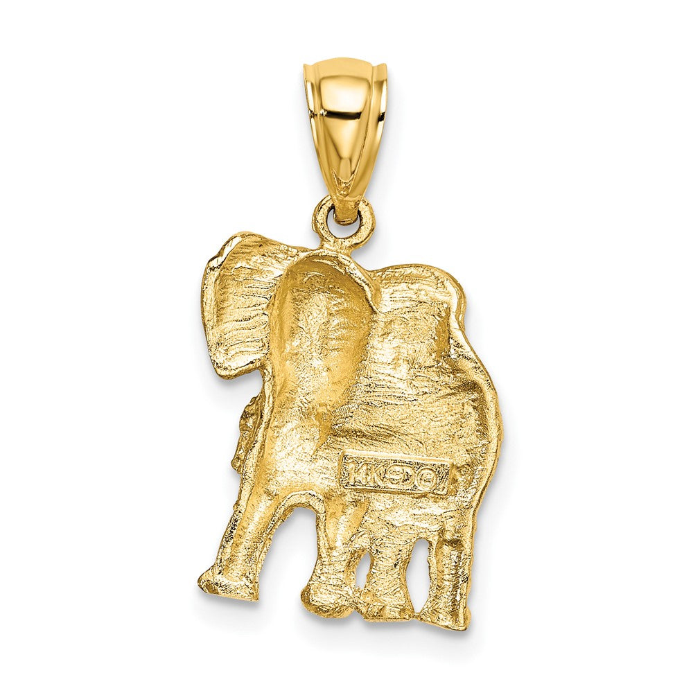 FJC Finejewelers 10 kt Yellow Gold 2-D Elephant with Raised Trunk Charm 21 x 13 mm