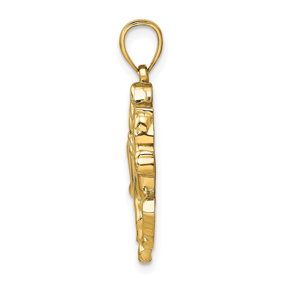 FJC Finejewelers 10 kt Yellow Gold 2-D Jockey on Horse Charm 30 x 33 mm