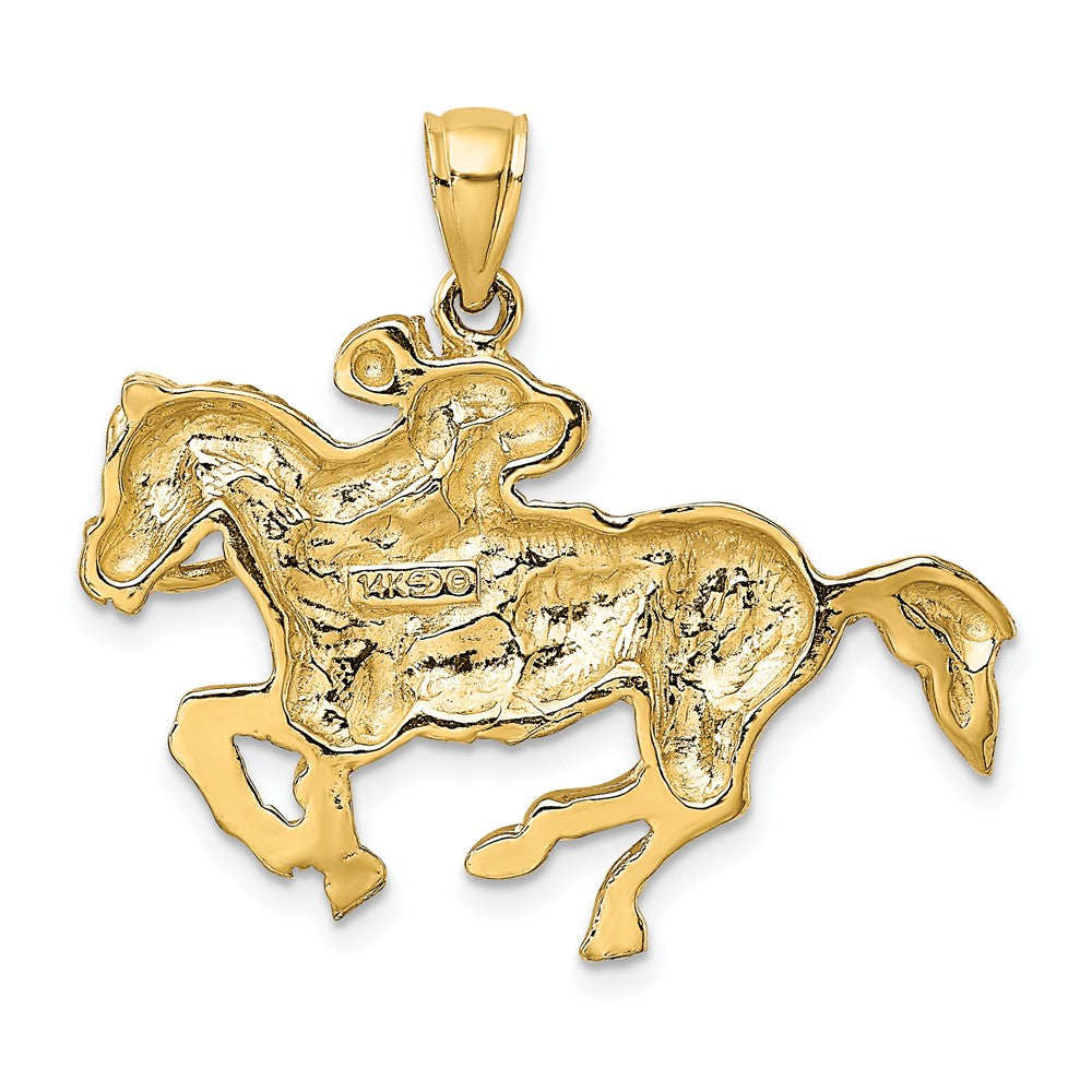 FJC Finejewelers 10 kt Yellow Gold 2-D Jockey on Horse Charm 30 x 33 mm