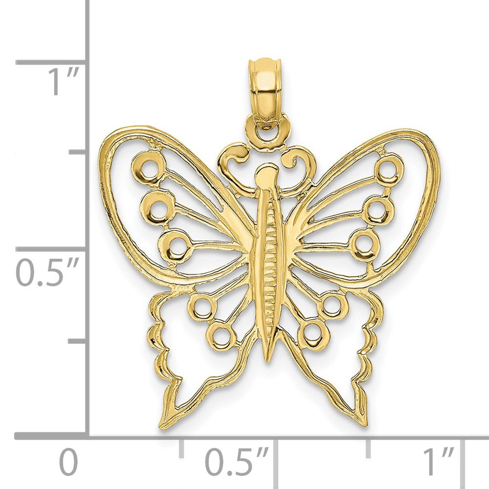 FJC Finejewelers 10 kt Yellow Gold Cut-Out Butterfly Charm 25 x 24 mm