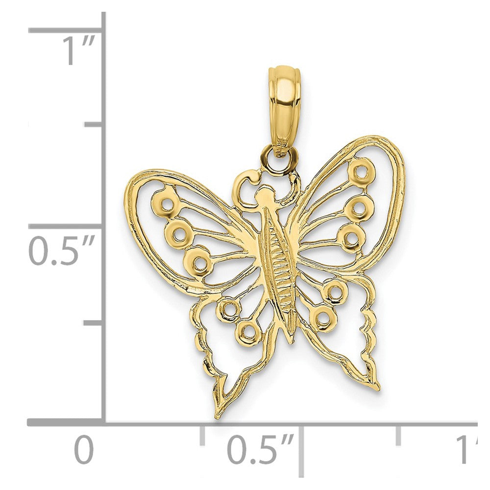 FJC Finejewelers 10 kt Yellow Gold Cut-Out Butterfly Charm 21 x 19 mm
