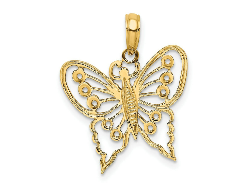 FJC Finejewelers 10 kt Yellow Gold Cut-Out Butterfly Charm 21 x 19 mm