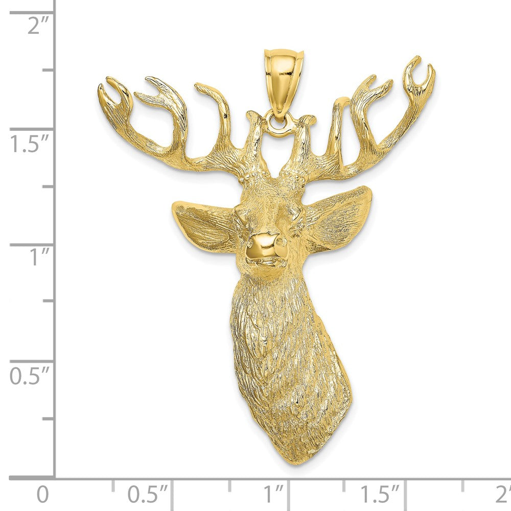 FJC Finejewelers 10 kt Yellow Gold 3-D Textured Deer Head Charm 55 x 38 mm