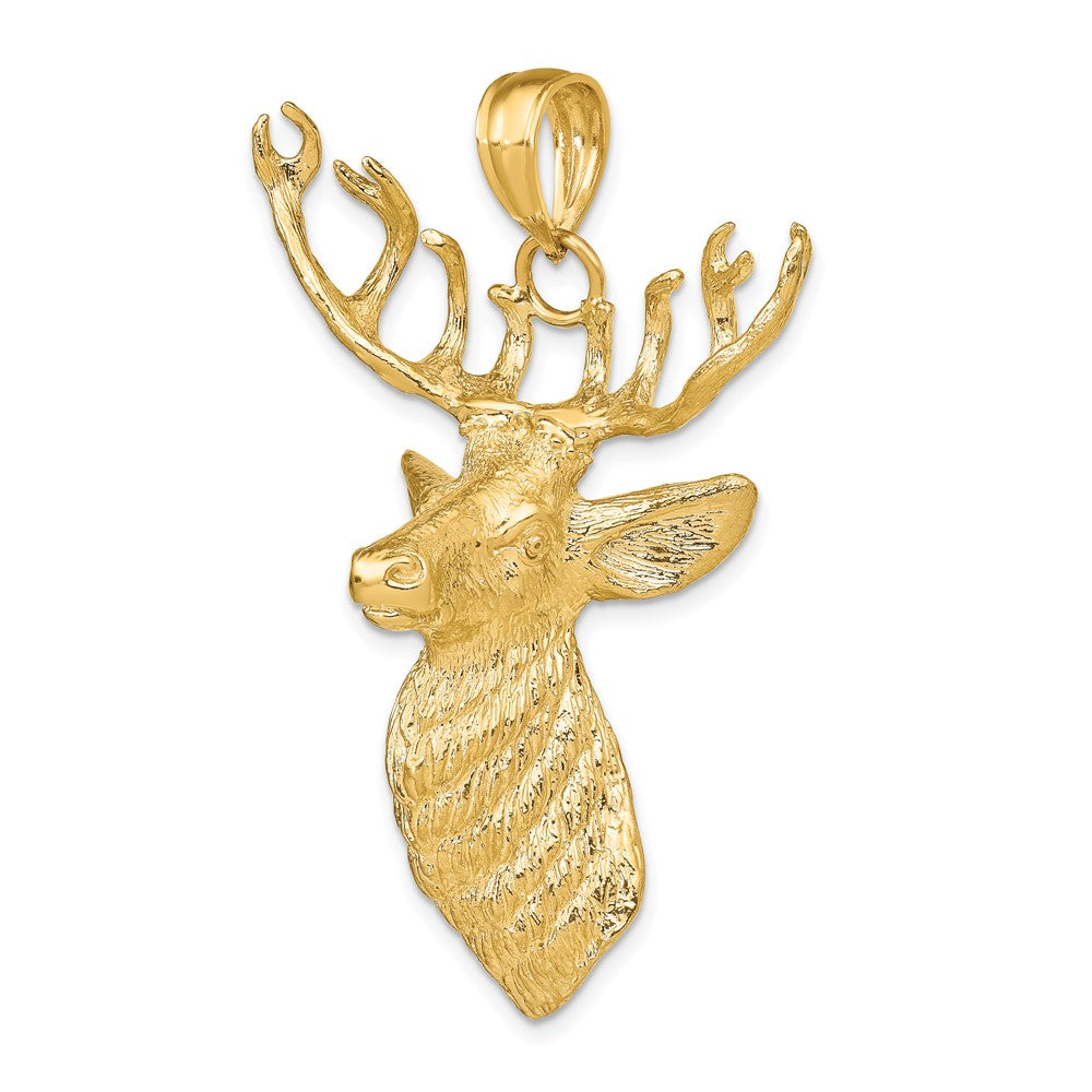 FJC Finejewelers 10 kt Yellow Gold 3-D Textured Deer Head Charm 55 x 38 mm
