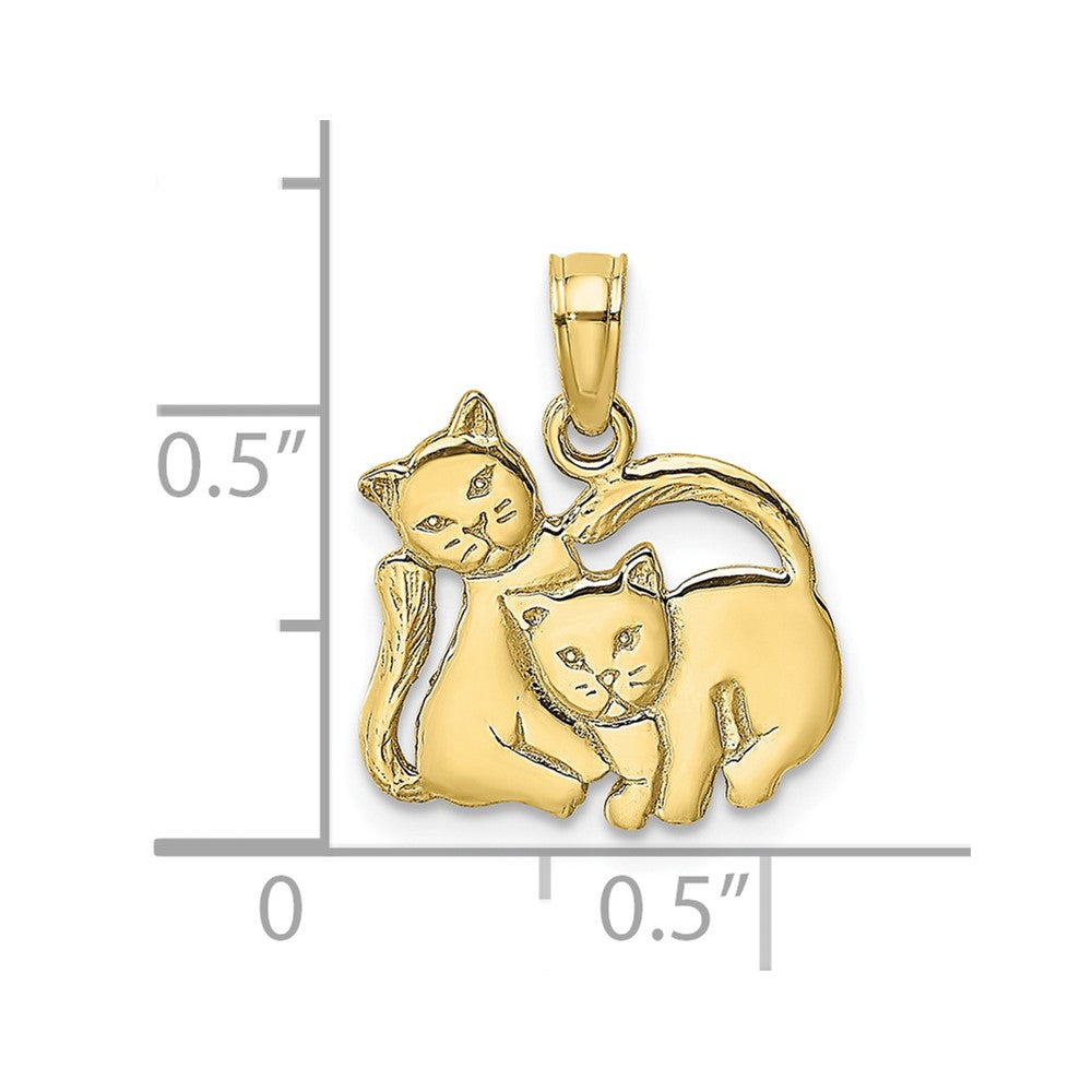 FJC Finejewelers 10 kt Yellow Gold 3-D Polished Two Kittens Charm 16 x 14 mm