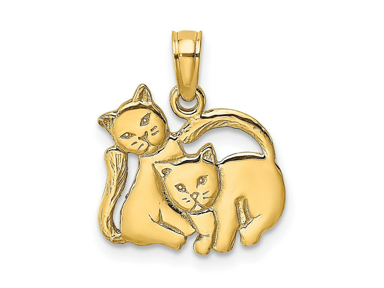 FJC Finejewelers 10 kt Yellow Gold 3-D Polished Two Kittens Charm 16 x 14 mm