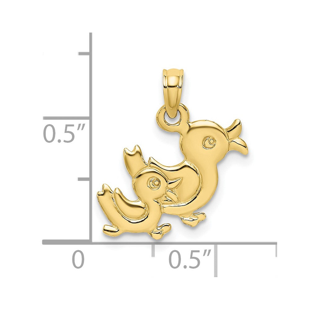 FJC Finejewelers 10 kt Yellow Gold 3-D Two Ducks Charm 16 x 17 mm