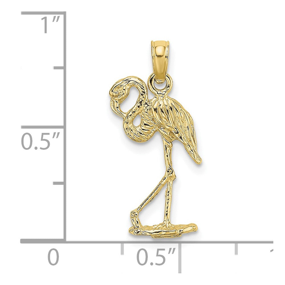 FJC Finejewelers 10 kt Yellow Gold 3-D Flamingo with Head Up Charm 19 x 12 mm