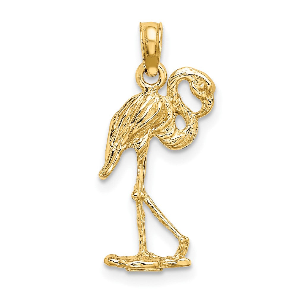FJC Finejewelers 10 kt Yellow Gold 3-D Flamingo with Head Up Charm 19 x 12 mm