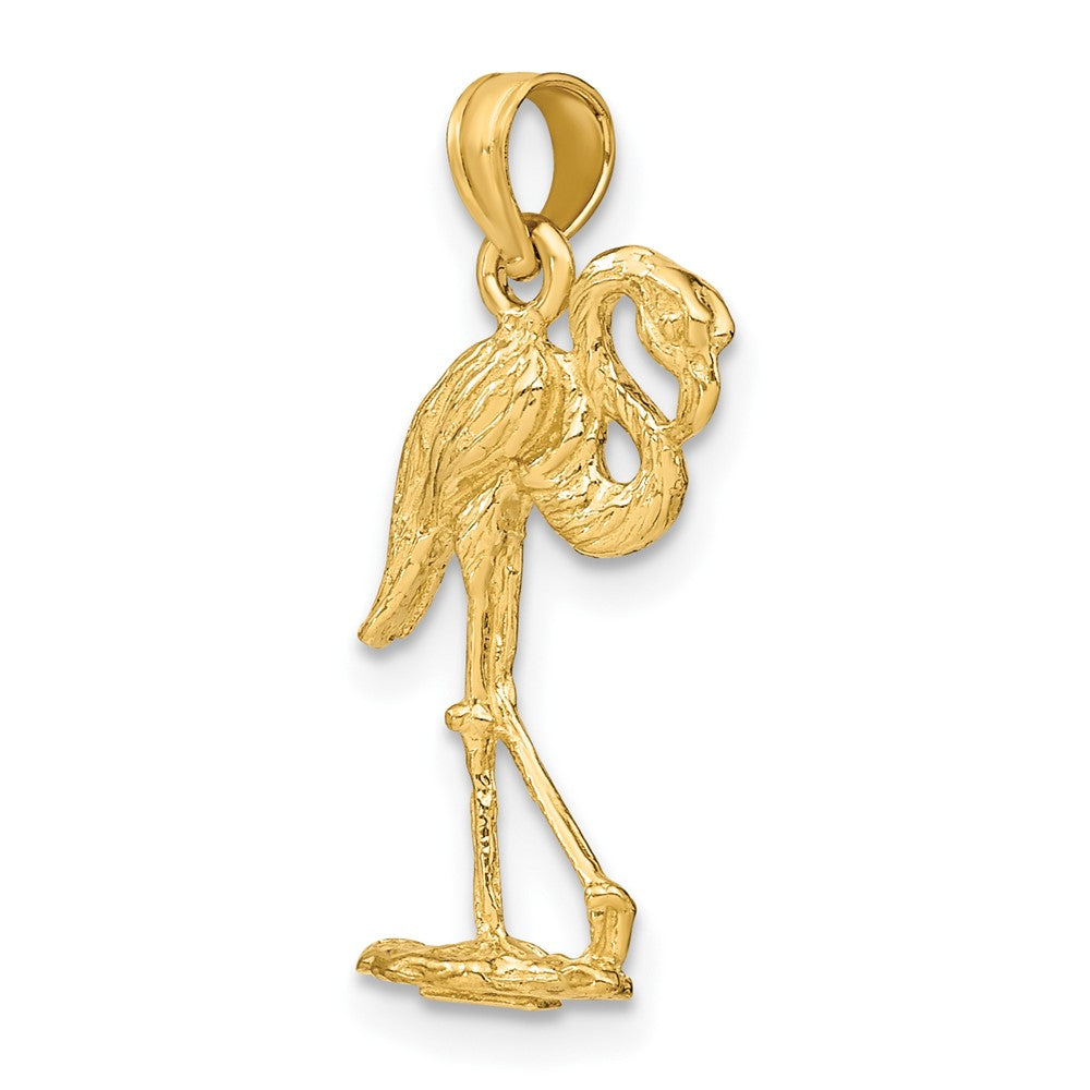 FJC Finejewelers 10 kt Yellow Gold 3-D Flamingo with Head Up Charm 19 x 12 mm