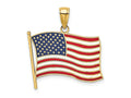 FJC Finejewelers 10 kt Yellow Gold with Enamel American Flag Charm 18 x 22 mm