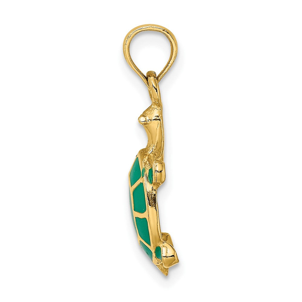 FJC Finejewelers 10 kt Yellow Gold with Green Enamel Tortoise Charm 15 x 9 mm