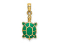 FJC Finejewelers 10 kt Yellow Gold with Green Enamel Tortoise Charm 15 x 9 mm