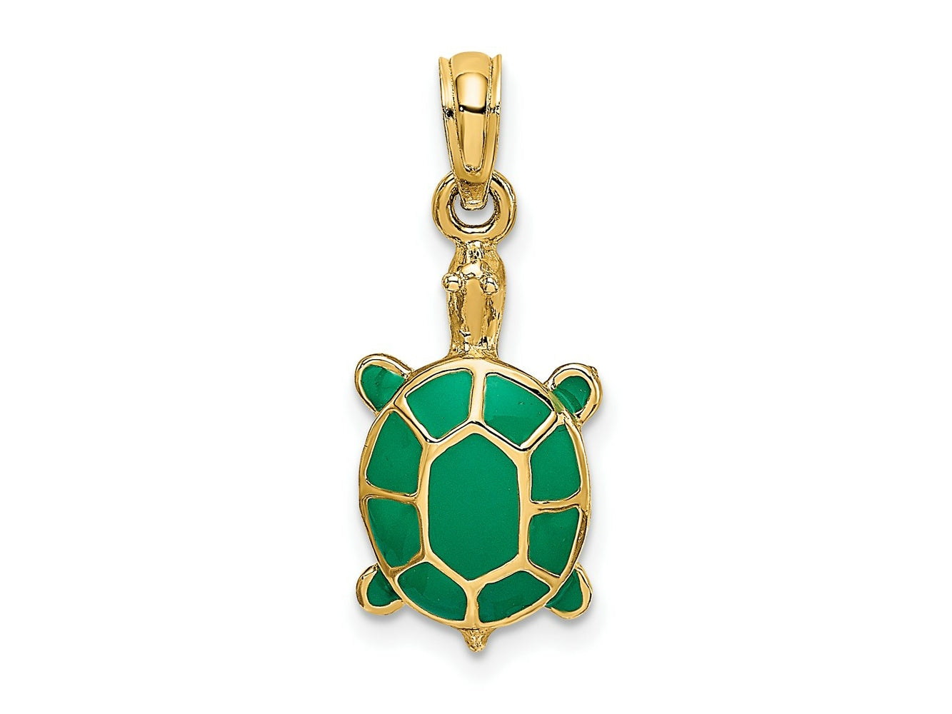 FJC Finejewelers 10 kt Yellow Gold with Green Enamel Tortoise Charm 15 x 9 mm