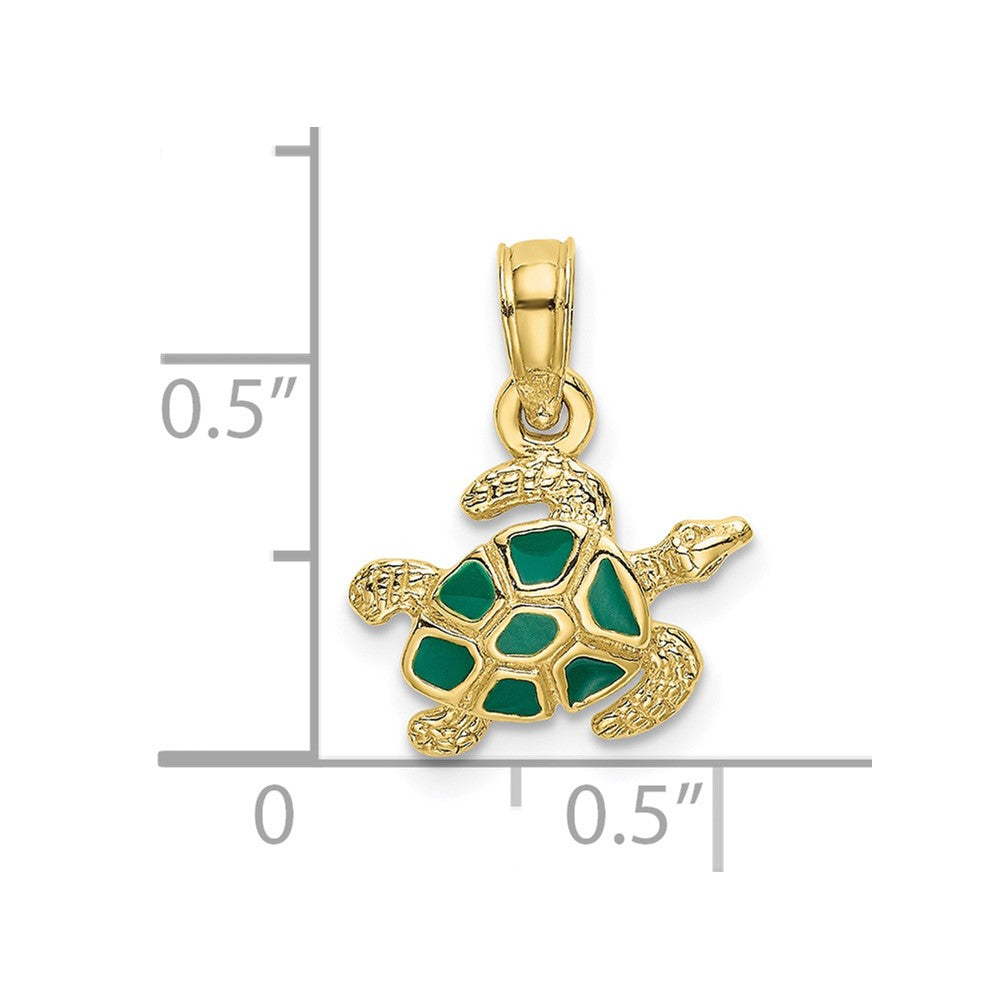 FJC Finejewelers 10 kt Yellow Gold Textured and Enameled Sea Turtle Charm 8 x 11 mm