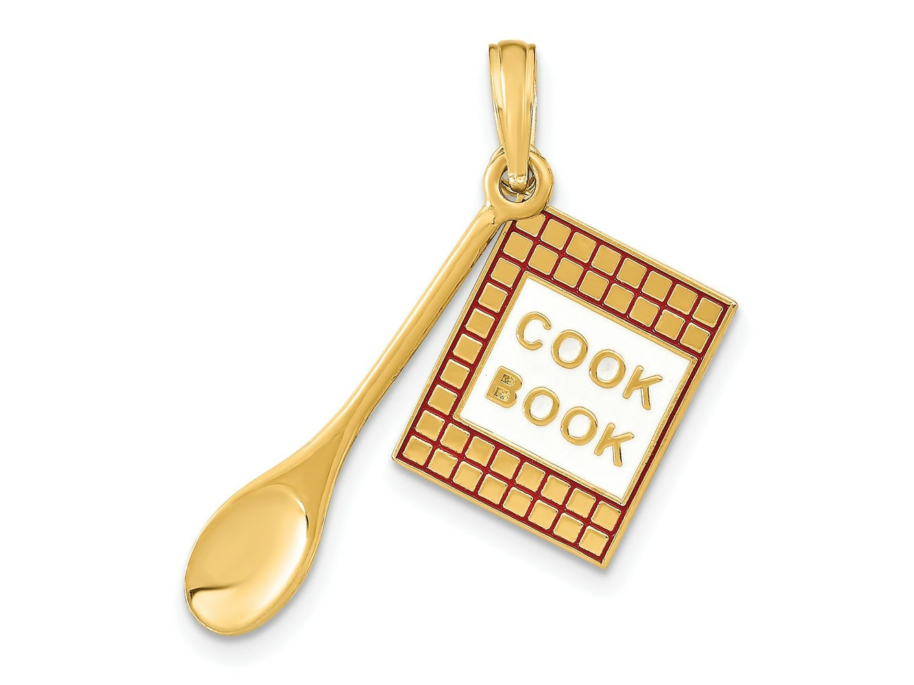 FJC Finejewelers 10 kt Yellow Gold W/Enamel 3-D Cook Book and Spoon Charm