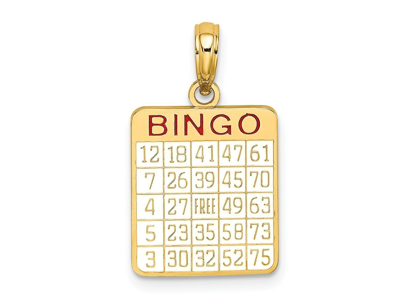 FJC Finejewelers 10 kt Yellow Gold with Enamel Bingo Card Charm 19 x 13 mm