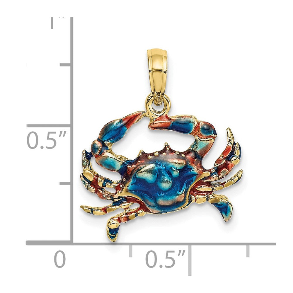 FJC Finejewelers 10 kt Yellow Gold 2-D Blue Enamel Crab Charm 15 x 18 mm