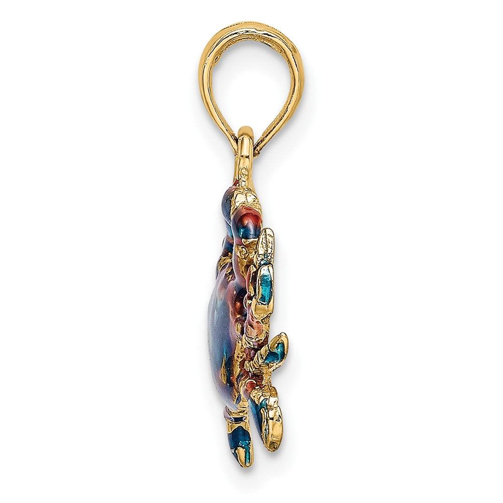 FJC Finejewelers 10 kt Yellow Gold 2-D Blue Enamel Crab Charm 15 x 18 mm