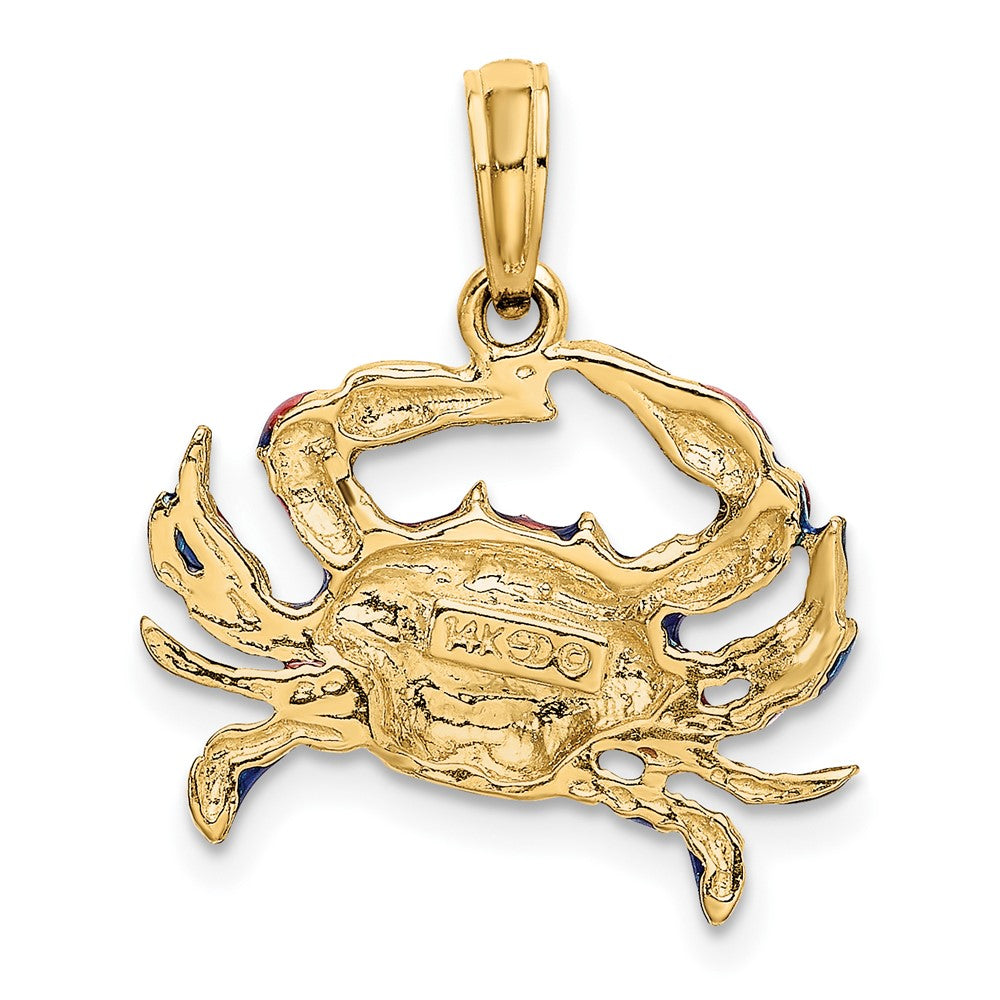 FJC Finejewelers 10 kt Yellow Gold 2-D Blue Enamel Crab Charm 15 x 18 mm