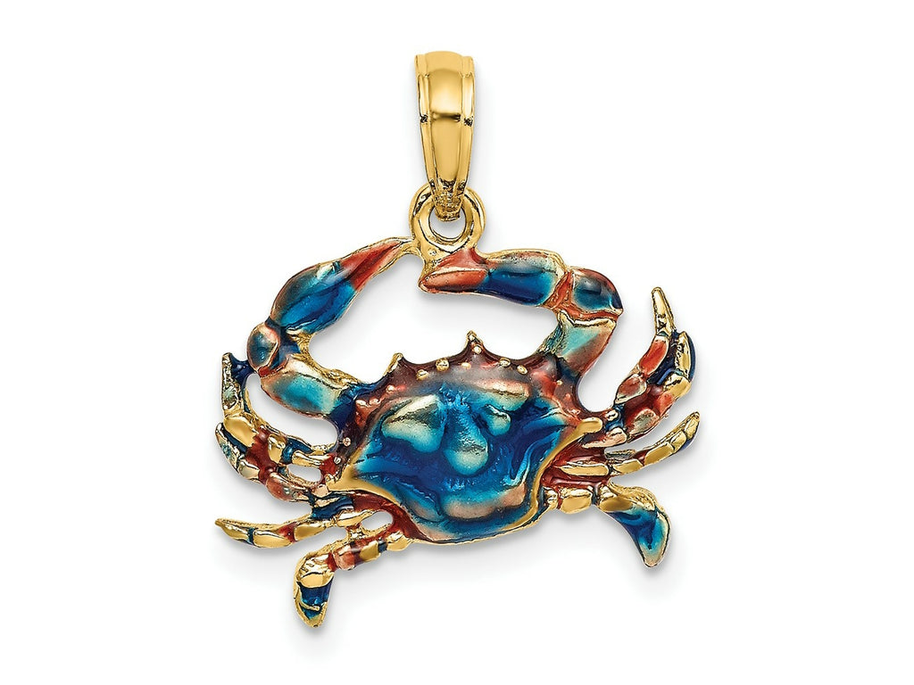 FJC Finejewelers 10 kt Yellow Gold 2-D Blue Enamel Crab Charm 15 x 18 mm