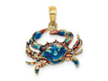 FJC Finejewelers 10 kt Yellow Gold 2-D Blue Enamel Crab Charm 15 x 18 mm