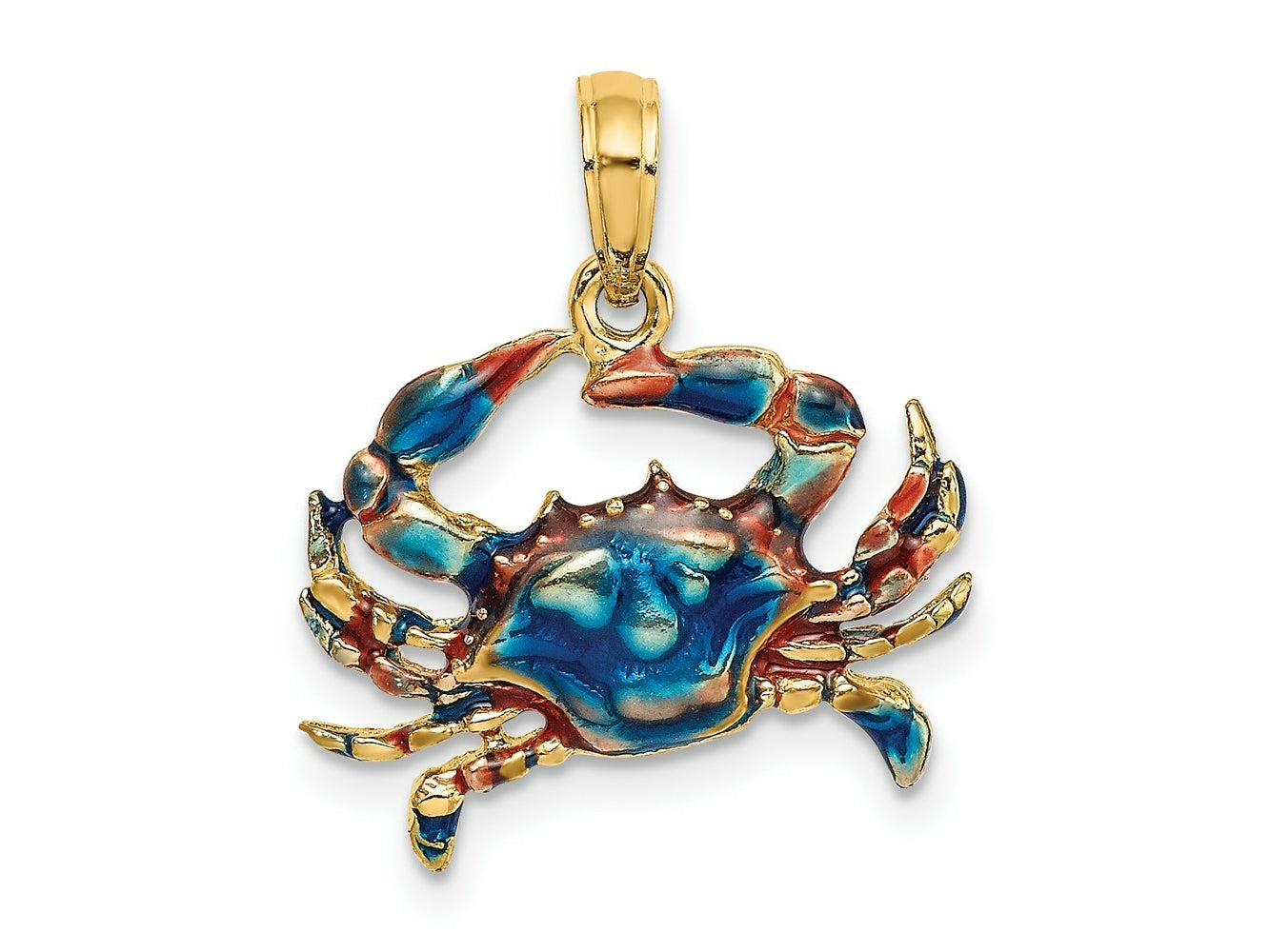 FJC Finejewelers 10 kt Yellow Gold 2-D Blue Enamel Crab Charm 15 x 18 mm