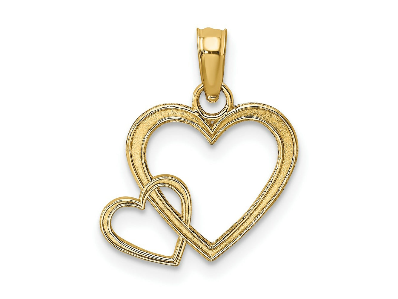 FJC Finejewelers 10 kt Yellow Gold Flat Two Hearts Intertwined Charm 15 x 14 mm