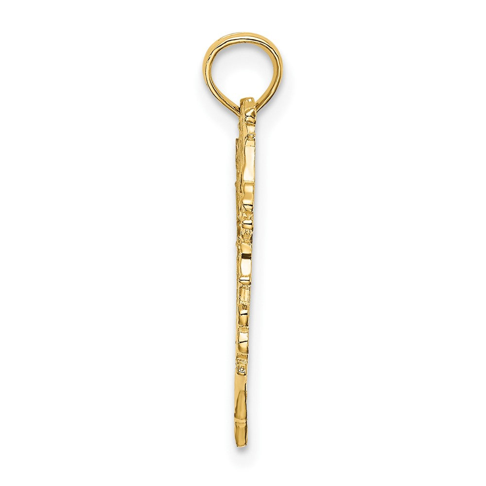 FJC Finejewelers 10 kt Yellow Gold Cut-Out Floral Heart Charm 22 x 19 mm