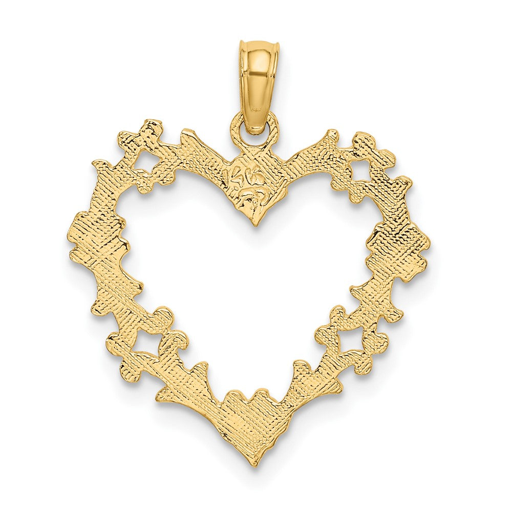FJC Finejewelers 10 kt Yellow Gold Cut-Out Floral Heart Charm 22 x 19 mm
