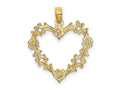 FJC Finejewelers 10 kt Yellow Gold Cut-Out Floral Heart Charm 22 x 19 mm