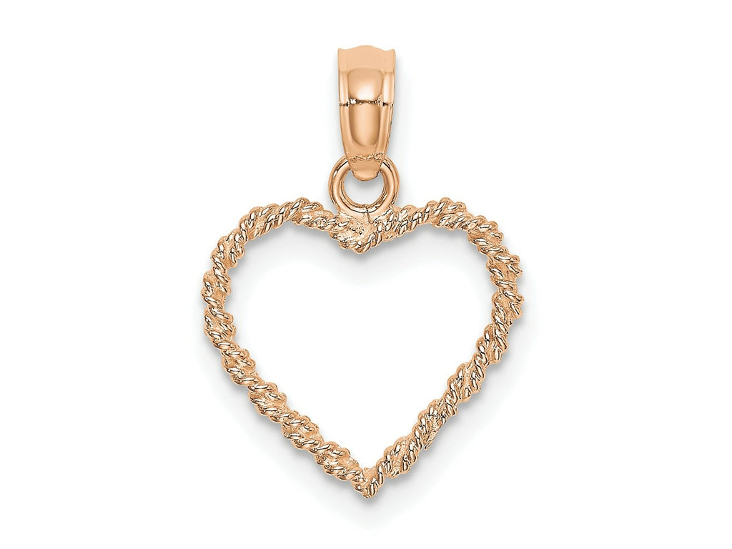 FJC Finejewelers 10 kt Rose Gold Themed 3D Polished Rope Heart Charm 16.4 mm x 13 mm