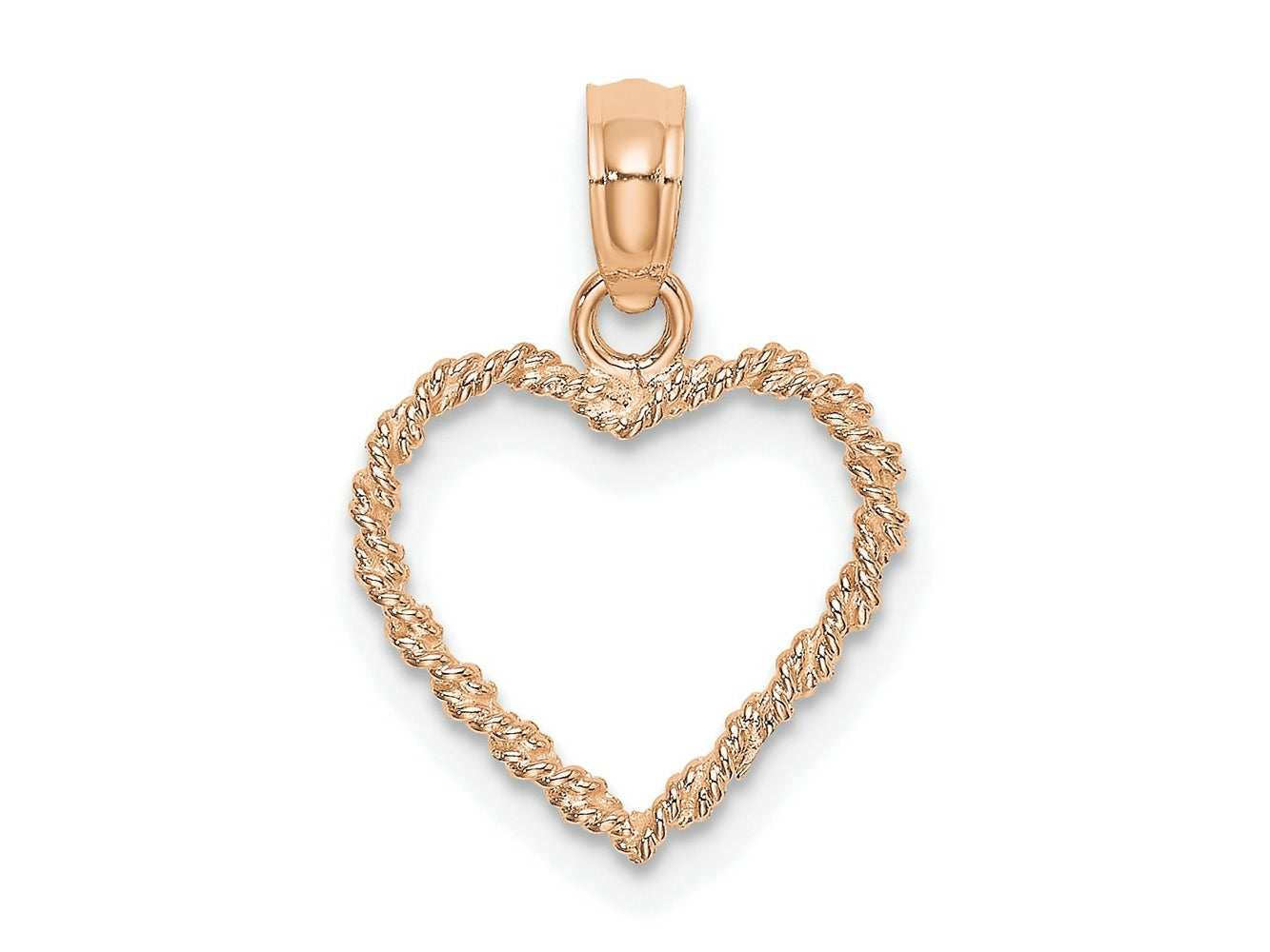 FJC Finejewelers 10 kt Rose Gold Themed 3D Polished Rope Heart Charm 16.4 mm x 13 mm