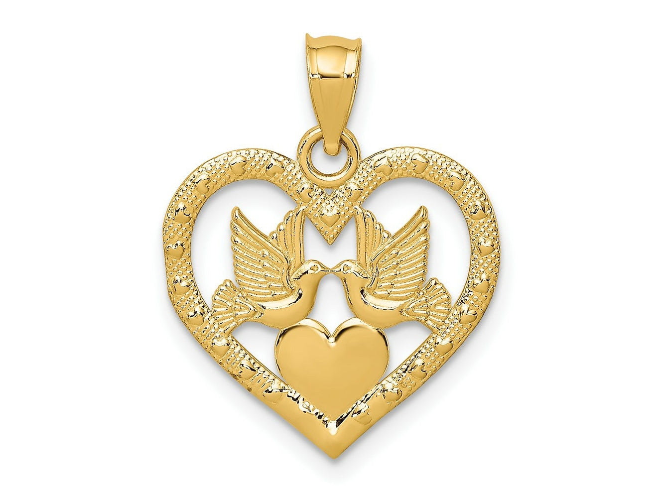 FJC Finejewelers 10 kt Yellow Gold Doves In Heart Charm 20 x 16 mm
