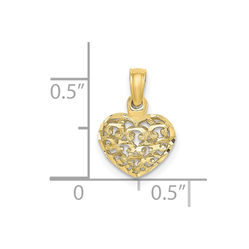 FJC Finejewelers 10 kt Yellow Gold 3-D and Bright Cut Mini Puffed Heart Charm 12 x 10 mm