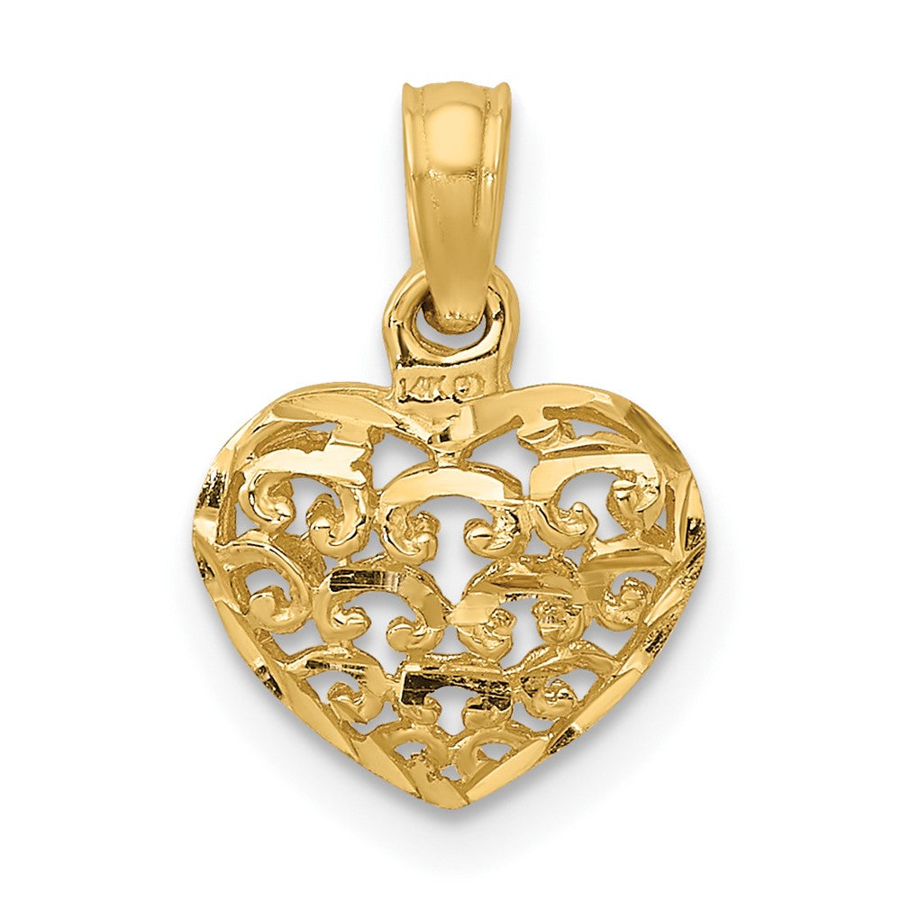 FJC Finejewelers 10 kt Yellow Gold 3-D and Bright Cut Mini Puffed Heart Charm 12 x 10 mm