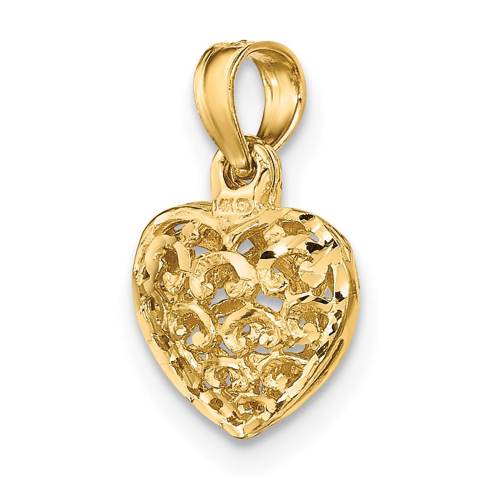 FJC Finejewelers 10 kt Yellow Gold 3-D and Bright Cut Mini Puffed Heart Charm 12 x 10 mm