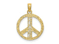 FJC Finejewelers 10 kt Yellow Gold Flat Textured Peace Sign Charm 16 x 16 mm