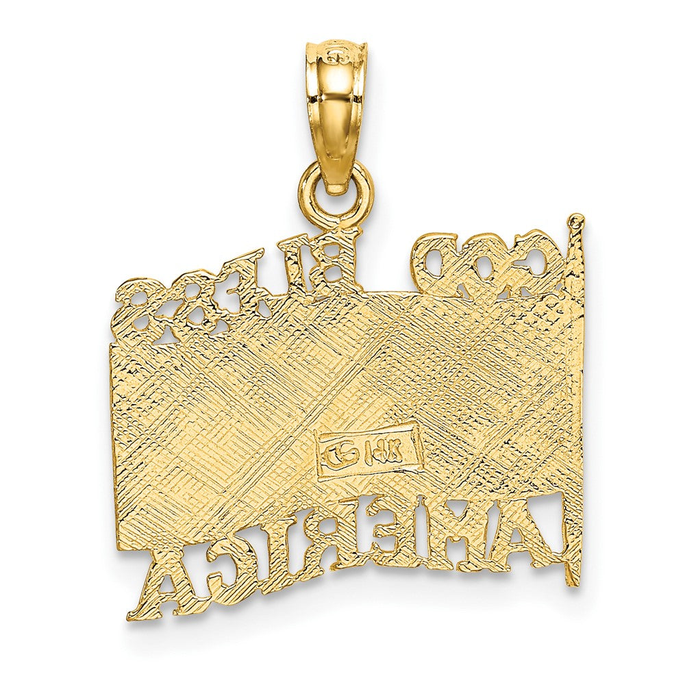 FJC Finejewelers 10 kt Yellow Gold Polished Textured God Bless America with Flag Charm 14 x 17 mm