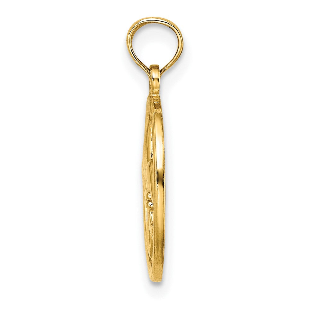 FJC Finejewelers 10 kt Yellow Gold Fleur de Lis on Oval Disc Charm 19 x 12 mm