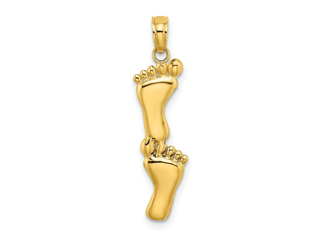 FJC Finejewelers 10 kt Yellow Gold Polished Double Vertical Feet Charm 22 x 6 mm