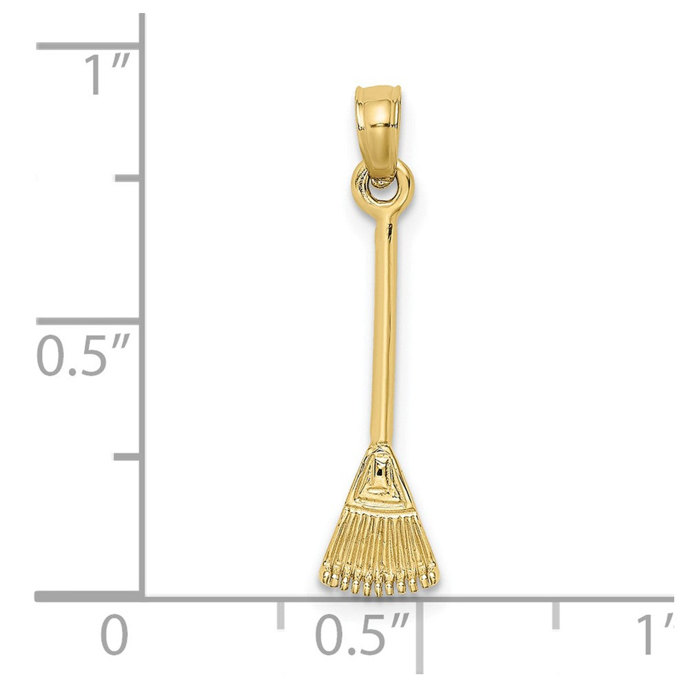 FJC Finejewelers 10 kt Yellow Gold 3-D Leaf Rake Garden Tool Charm 19 x 5 mm