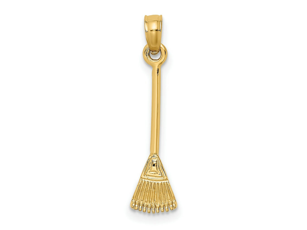 FJC Finejewelers 10 kt Yellow Gold 3-D Leaf Rake Garden Tool Charm 19 x 5 mm